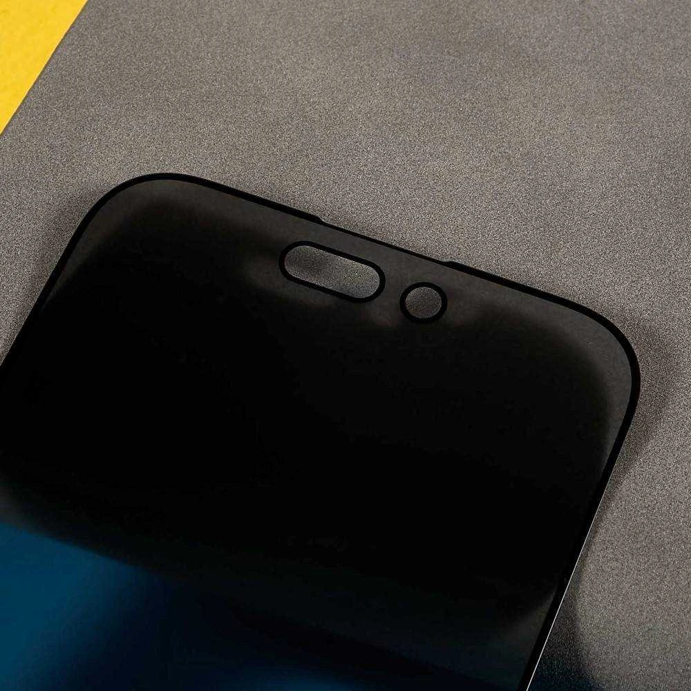 Nemo Apsauginis stiklas telefonui Apple iPhone 14 Pro Privacy Apsauginis stiklas telefonui juodos spalvos krašteliu