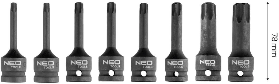 Neo Tools Rinkinys 8 TORX smūginių galvučių rinkinys