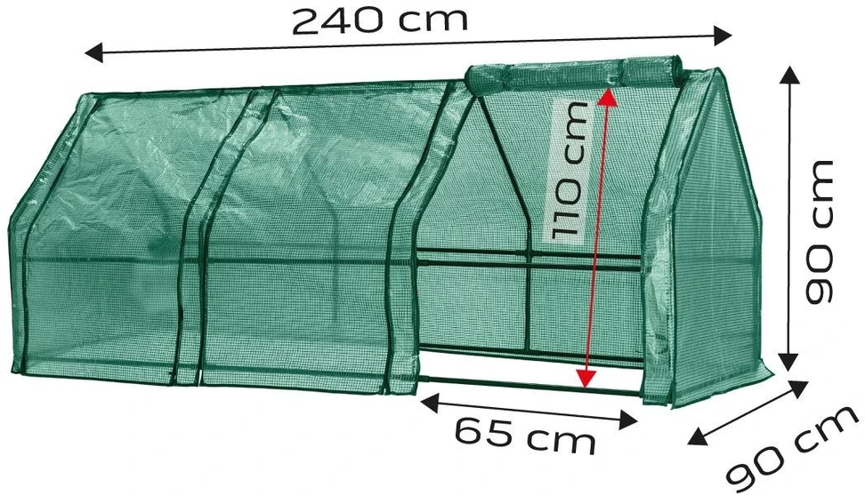 Neo Tools Szklarnia Šiltnamis 240 x 90 x 90 cm, PE folija, metalinė konstrukcija