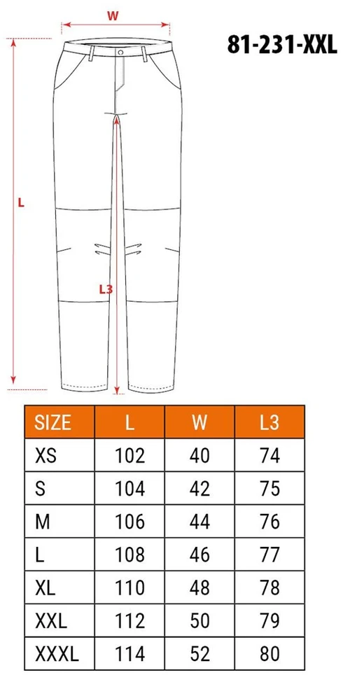 Spodnie Kelnės PREMIUM darbo kelnės, 4 kryptimis tempiamos, XXL dydis