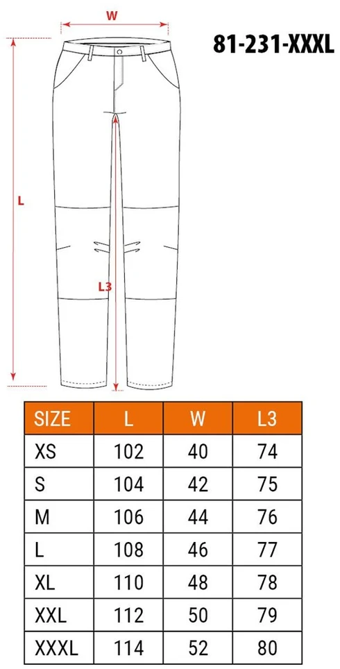 Spodnie Kelnės PREMIUM darbo kelnės, 4 kryptimis tempiamos, XXXL dydis