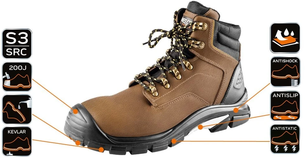 Neo Trzewiki S3 SRC darbo batai, „Crazy Horse“ odos, 43 dydis