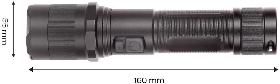 Neo tvirtas audinys, reguliuojamas dirželis, 1xled, 1x2200 mah, aliuminis, juoda, ipx4, priartinimo funkcija