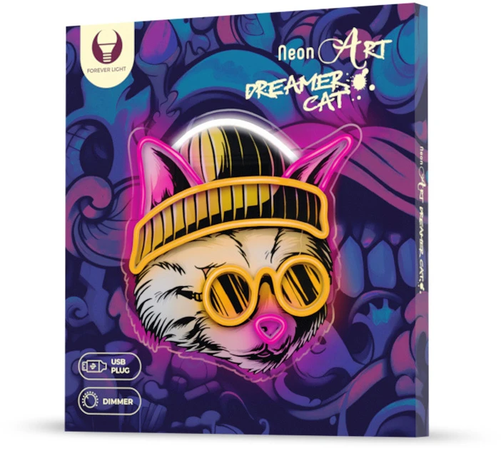 Plastrol Neoninis ART LED CAT DREAMER daugiaspalvis FLA04 Forever Light