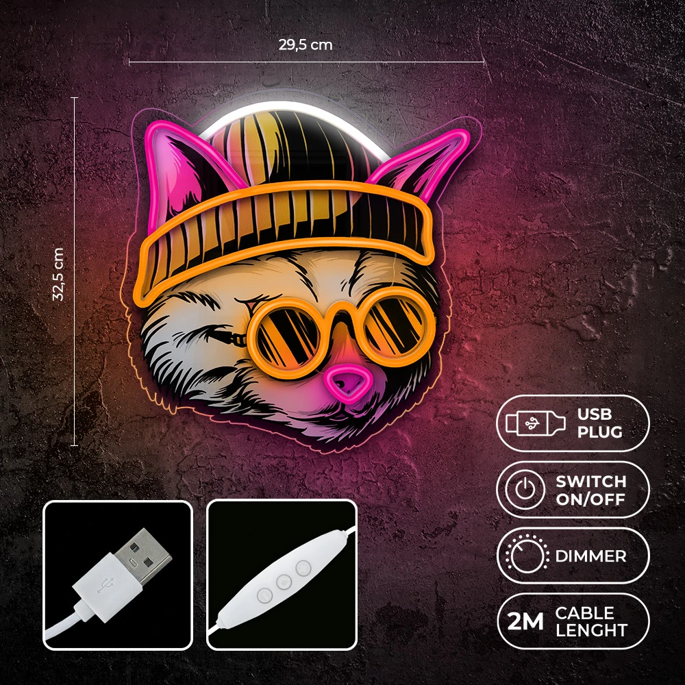 Plastrol Neoninis ART LED CAT DREAMER daugiaspalvis FLA04 Forever Light