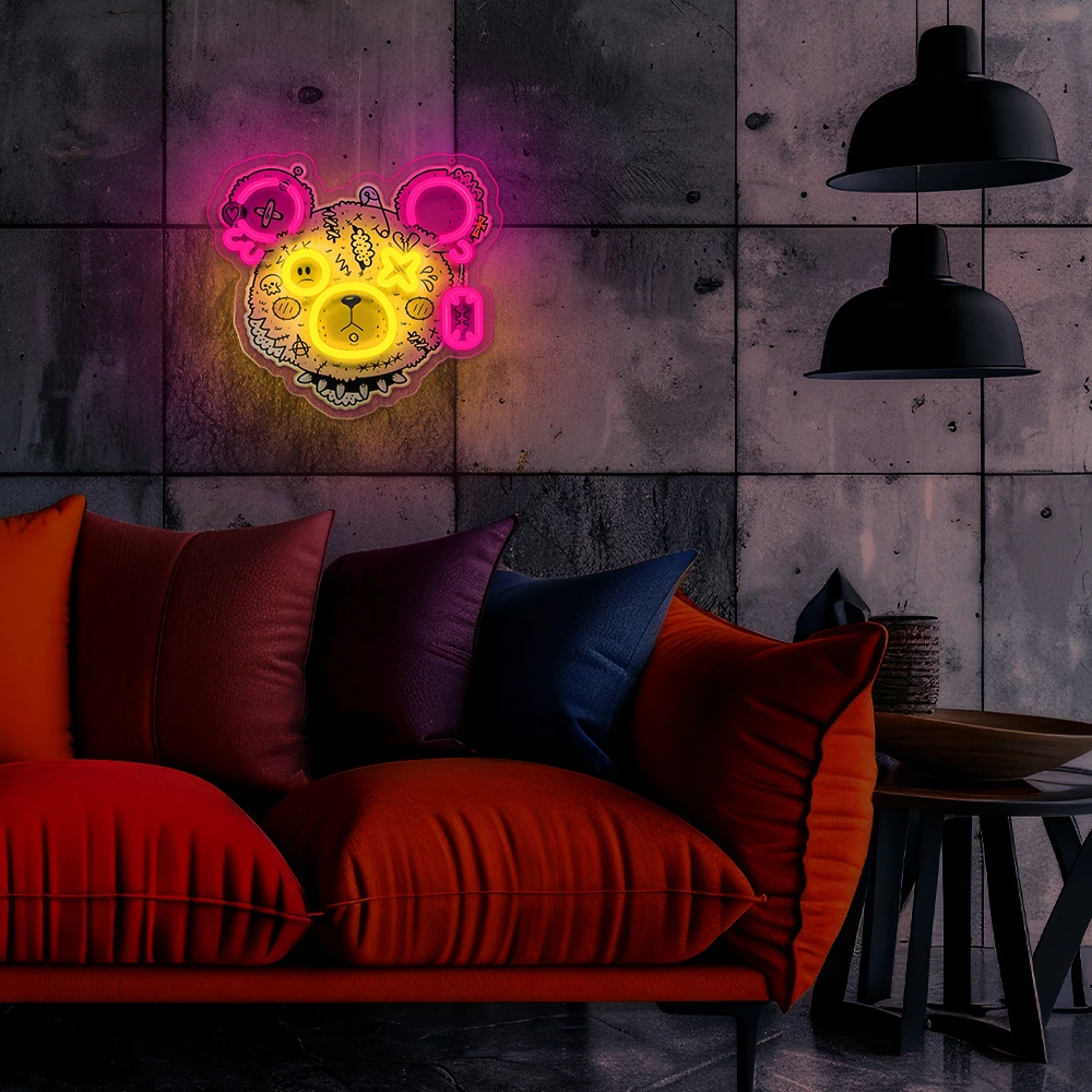 Plastrol Neoninis ART LED PUNK MEŠKIUKAS rožinis-geltonas FLA01 Forever Light