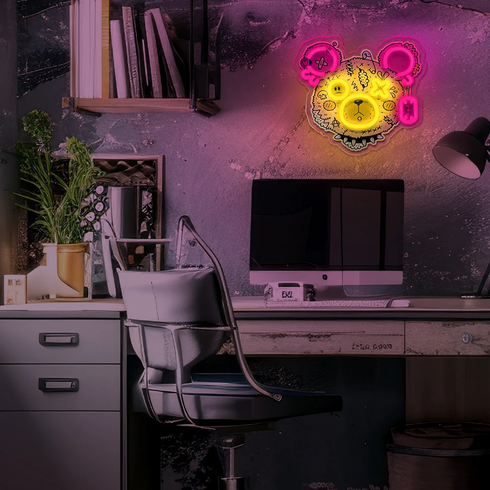 Plastrol Neoninis ART LED PUNK MEŠKIUKAS rožinis-geltonas FLA01 Forever Light