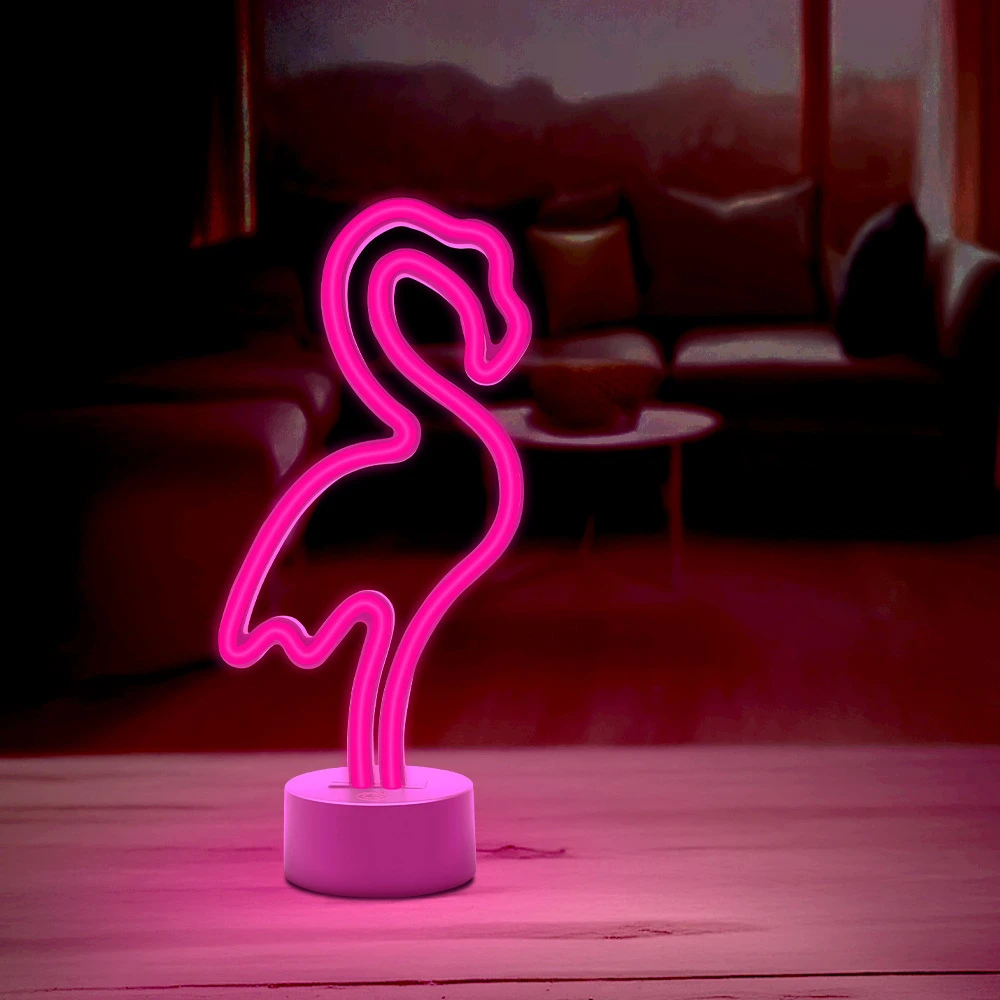 Neoninis LED šviestuvas su stovu FLAMINGO rožinis USB-C FSC-11 Forever Light