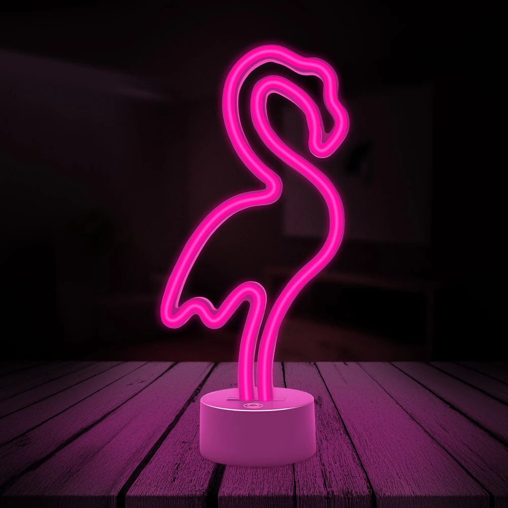 Neoninis LED šviestuvas su stovu FLAMINGO rožinis USB-C FSC-11 Forever Light