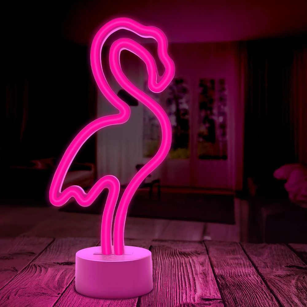 Neoninis LED šviestuvas su stovu FLAMINGO rožinis USB-C FSC-11 Forever Light