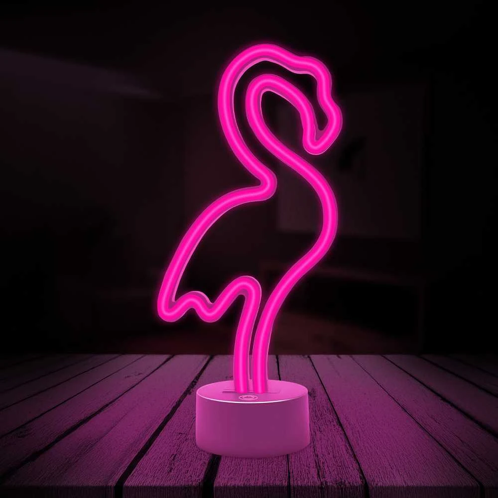 Neoninis LED šviestuvas su stovu FLAMINGO rožinis USB-C FSC-11 Forever Light