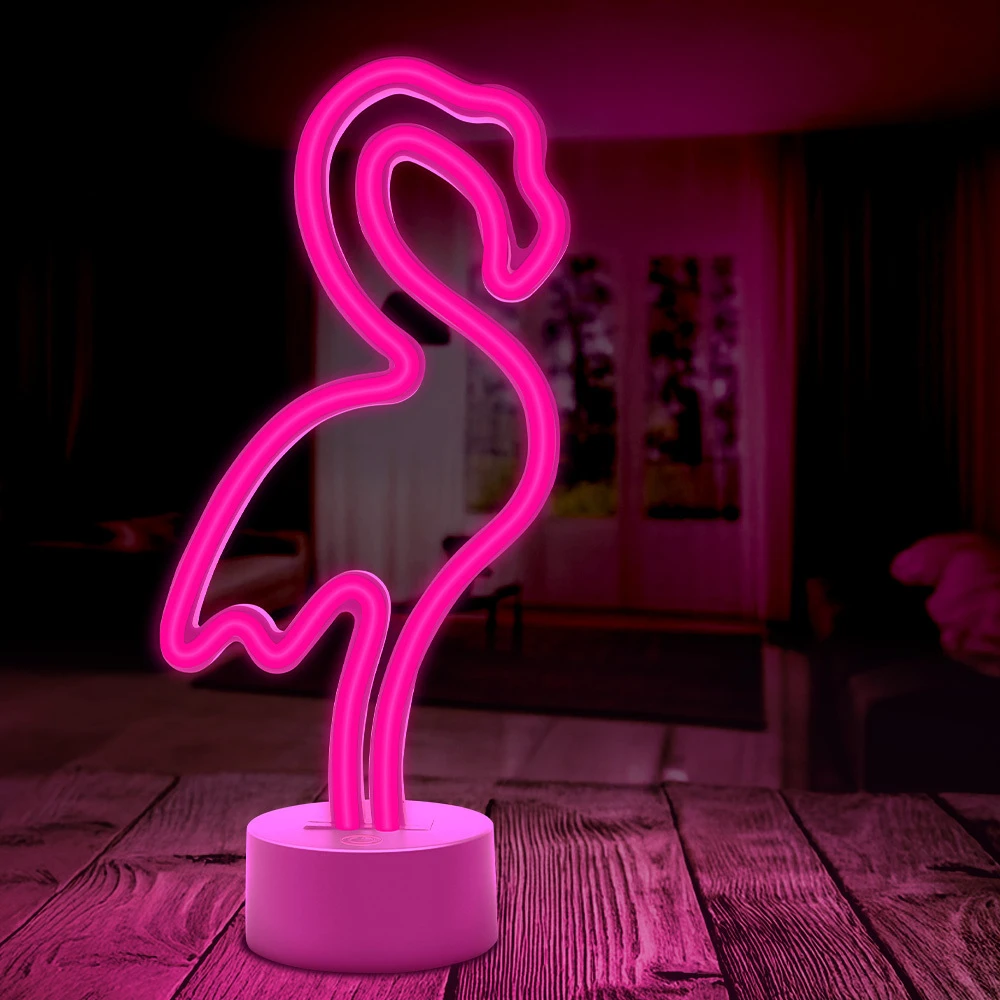 Neoninis LED šviestuvas su stovu FLAMINGO rožinis USB-C FSC-11 Forever Light