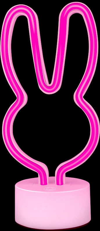 Neoninis LED šviestuvas su stovu RABBIT rožinis USB-C FSC-10 Forever Light