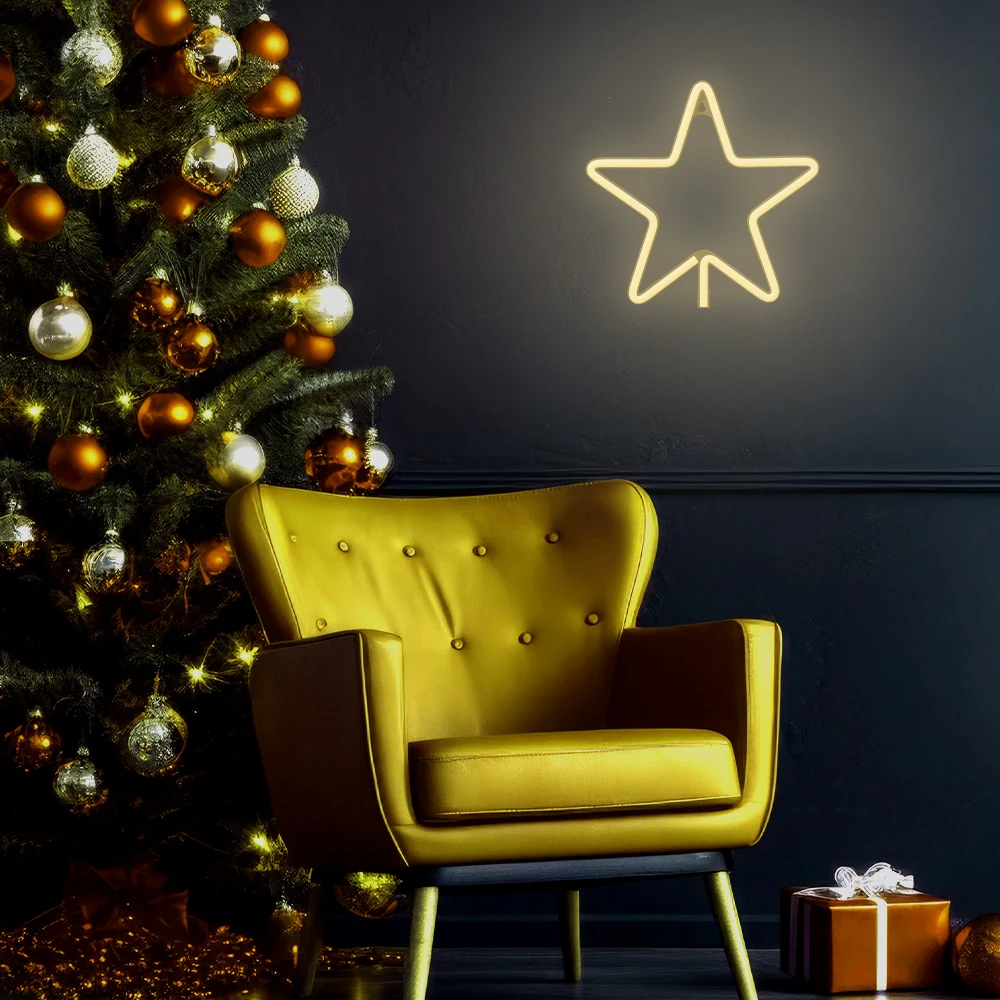 TelForceone Neoninė LED KALĖDINĖ PENKIAKAMPĖ ŽVAIGŽDĖ šilta balta FLNE22 Forever Light