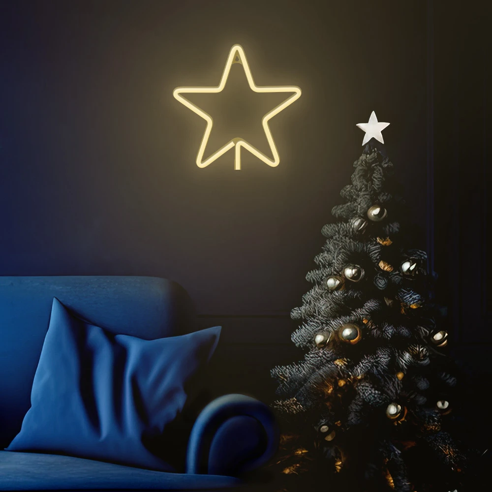 TelForceone Neoninė LED KALĖDINĖ PENKIAKAMPĖ ŽVAIGŽDĖ šilta balta FLNE22 Forever Light