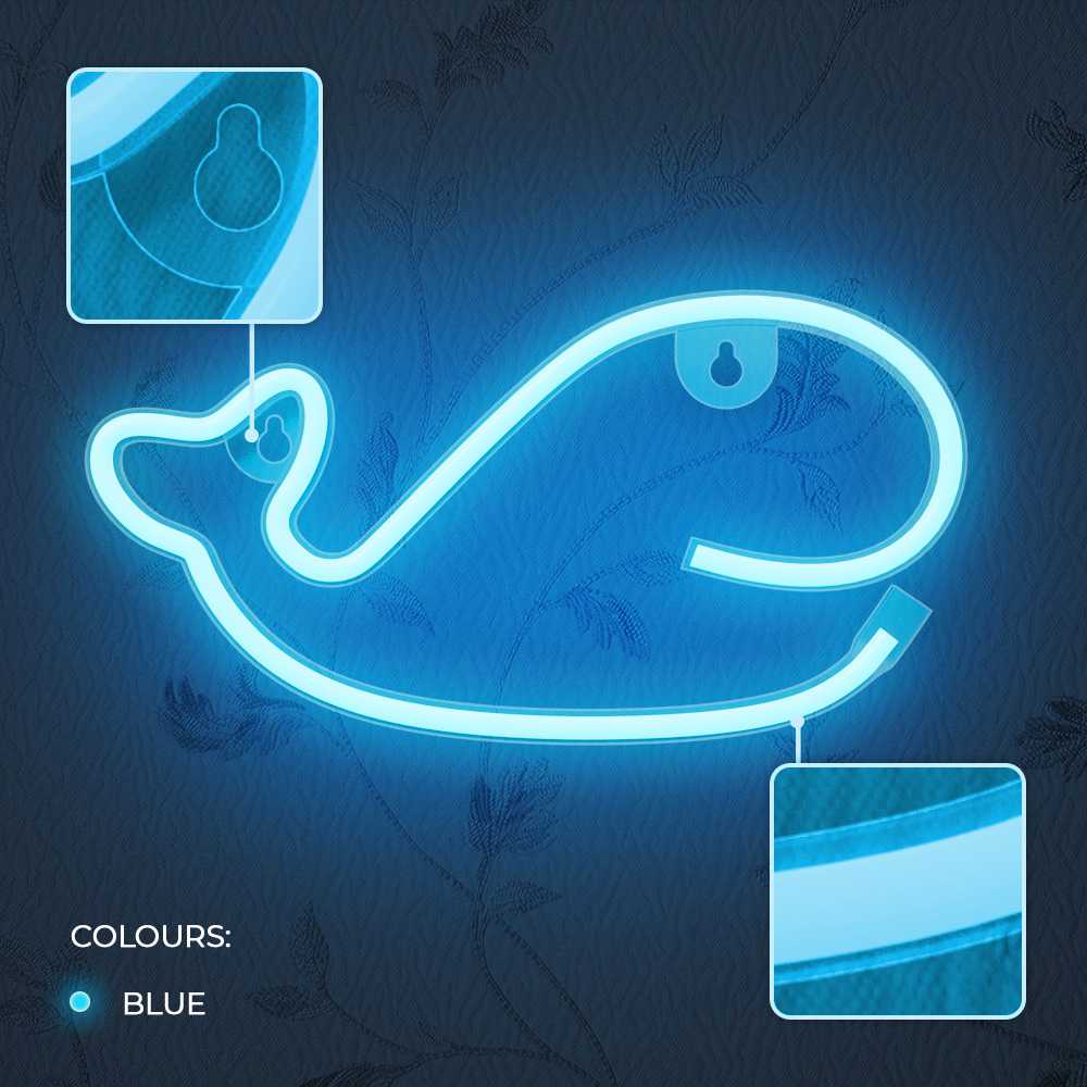 TelForceone Neoninis LED šviestuvas Banginis mėlyna Bat + USB FLNE19 Forever Light
