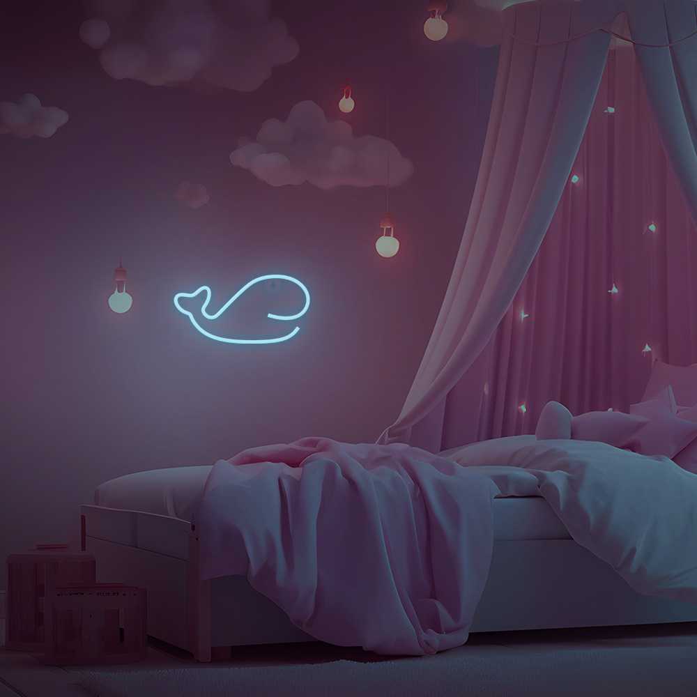 TelForceone Neoninis LED šviestuvas Banginis mėlyna Bat + USB FLNE19 Forever Light