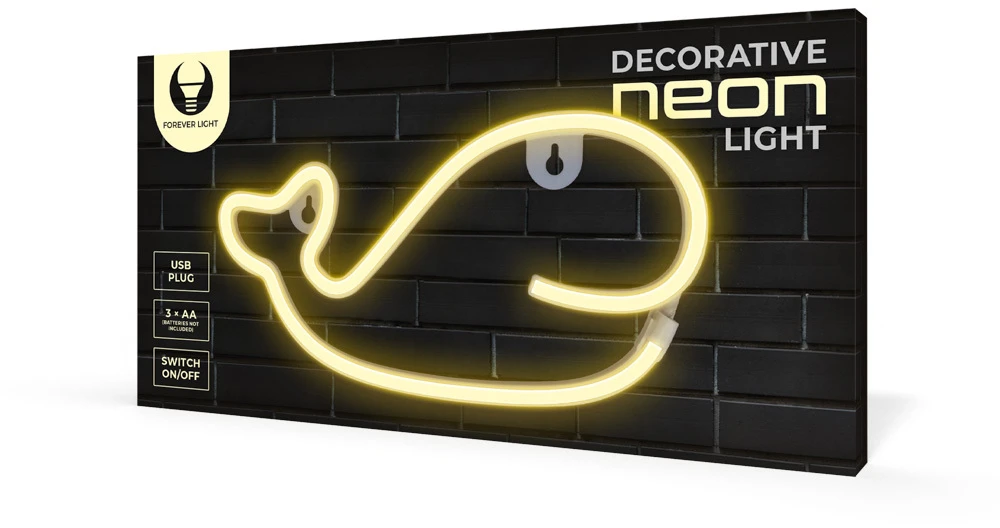 Neoninė LED lemputė BANGINIS šilta balta šikšnosparnis + USB FLNE09 Forever Light