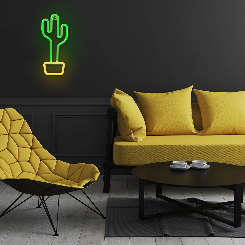 Neoninis LED šviestuvas KAKTUSAS oranžinis žalias Šikšnosparnis + USB FLNE02 Forever Light