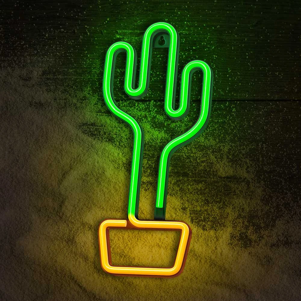 Neoninis LED šviestuvas KAKTUSAS oranžinis žalias Šikšnosparnis + USB FLNE02 Forever Light