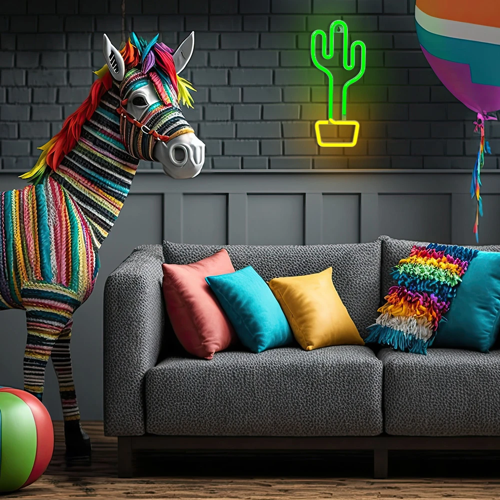 Neoninis LED šviestuvas KAKTUSAS oranžinis žalias Šikšnosparnis + USB FLNE02 Forever Light