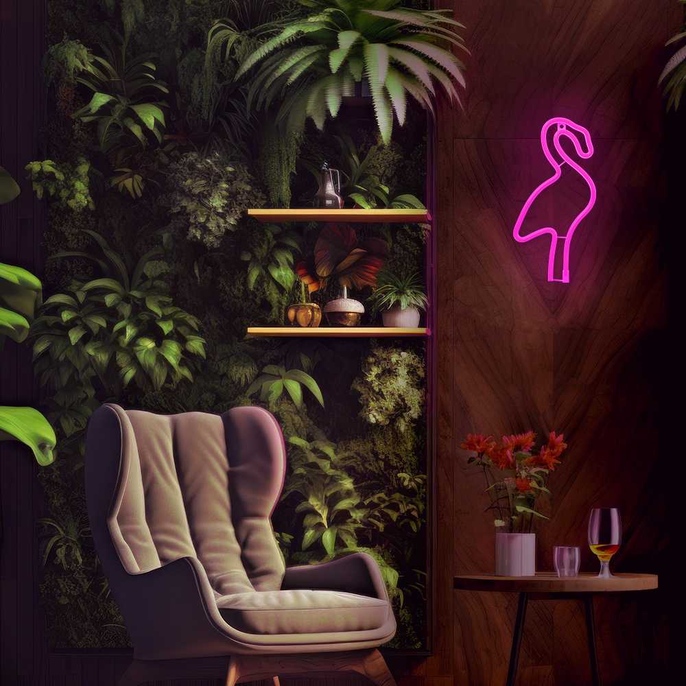 TelForceone Neon LED Light Flamingas rožinė Bat + USB FLNE18 Forever Light