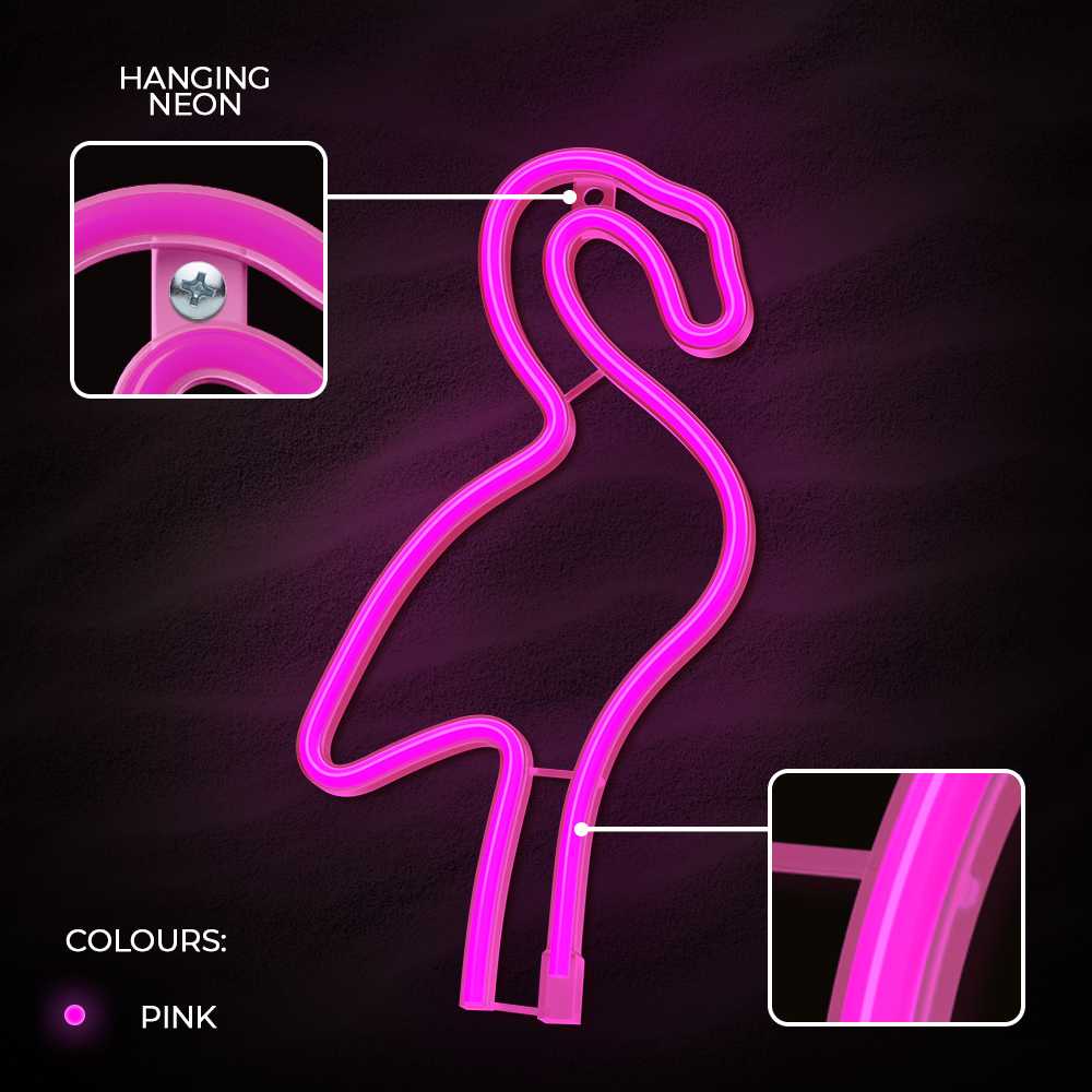 TelForceone Neon LED Light Flamingas rožinė Bat + USB FLNE18 Forever Light
