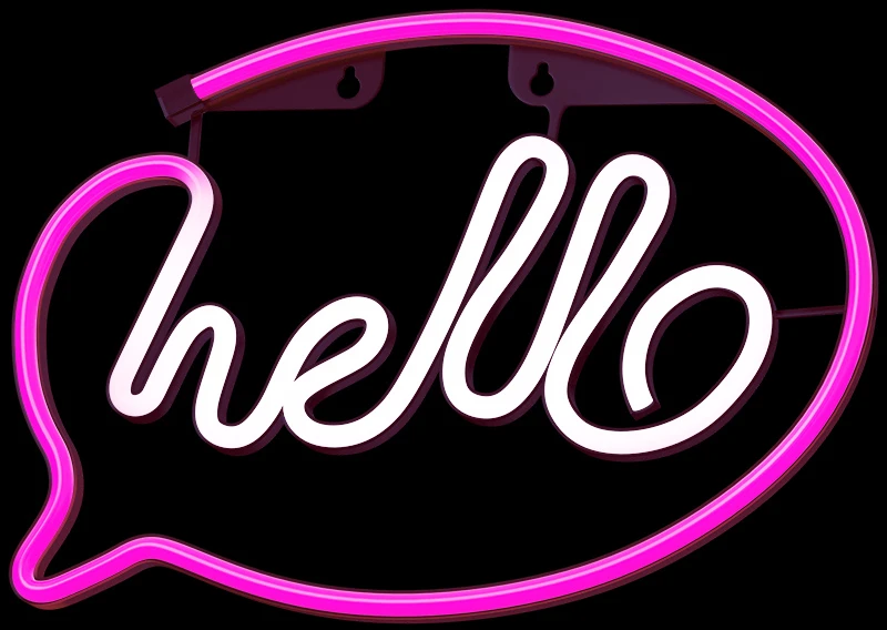 Neoninis LED šviestuvas HELLO rožinis baltas šikšnosparnis + USB FLNE15 Forever Light