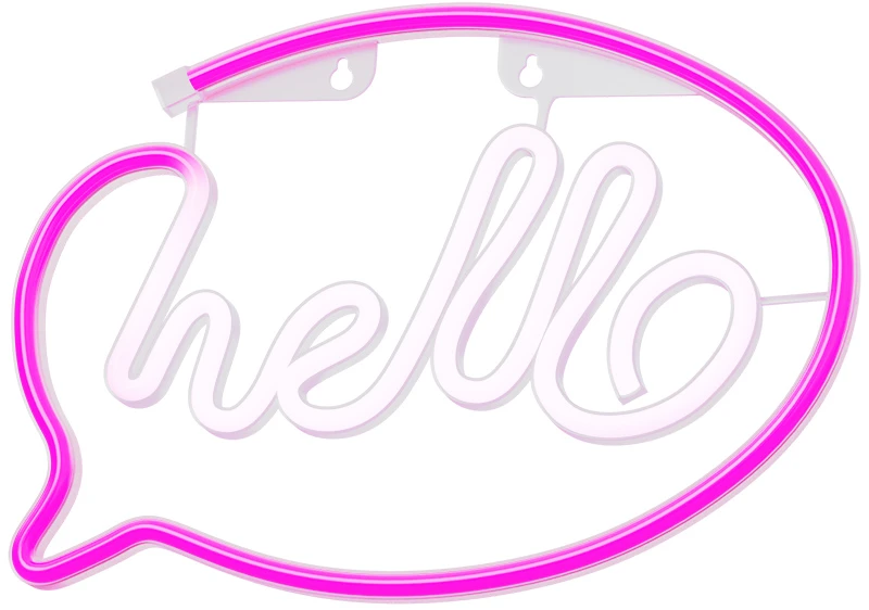 Neoninis LED šviestuvas HELLO rožinis baltas šikšnosparnis + USB FLNE15 Forever Light
