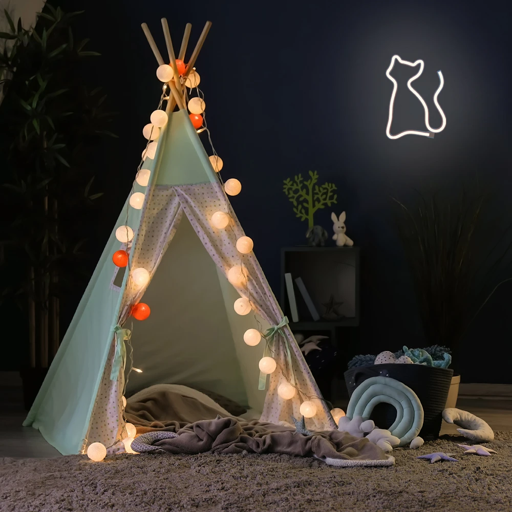 Neoninis LED šviestuvas CAT šiltai balta Bat + USB FLNE03 Forever Light