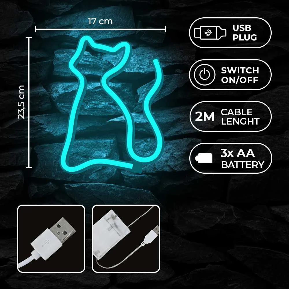 Neoninis LED šviestuvas CAT turkio spalvos NNE24 Neolia