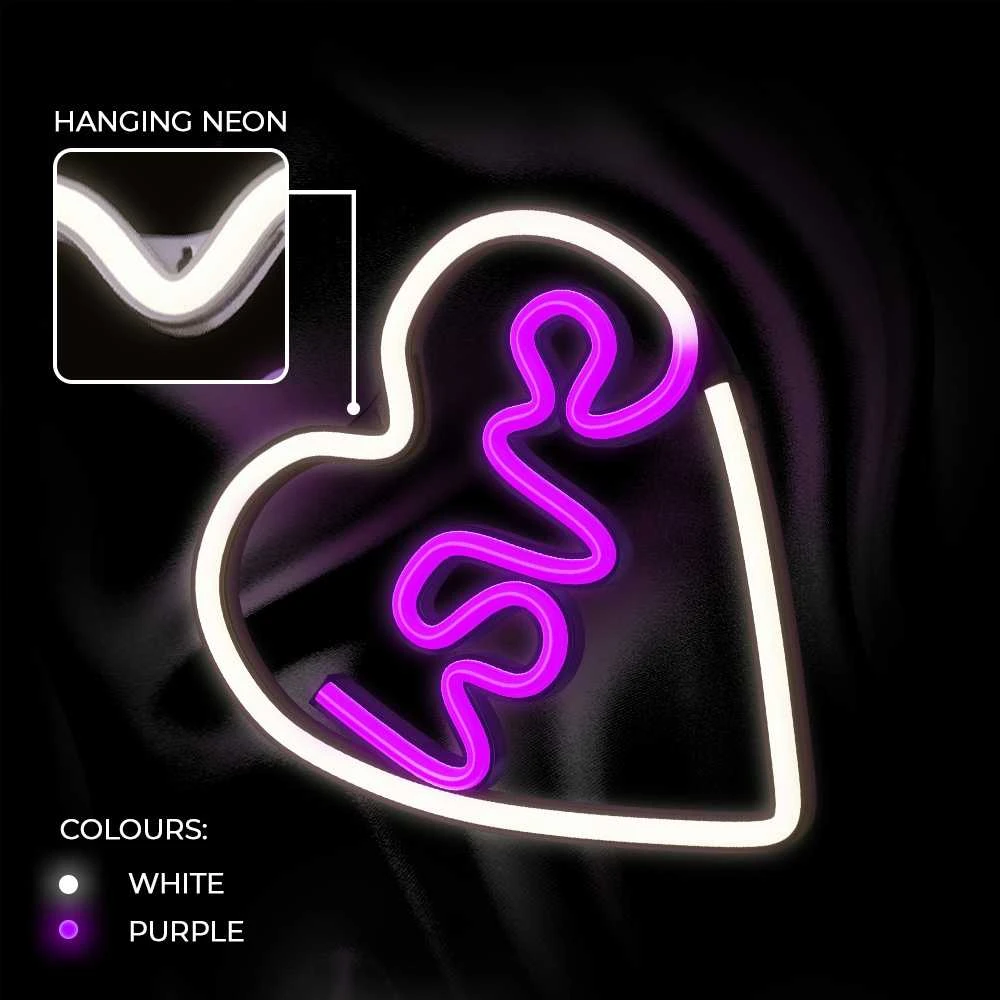 Neoninis LED šviestuvas LOVE HEART violetinis baltas NNE02 Neolia