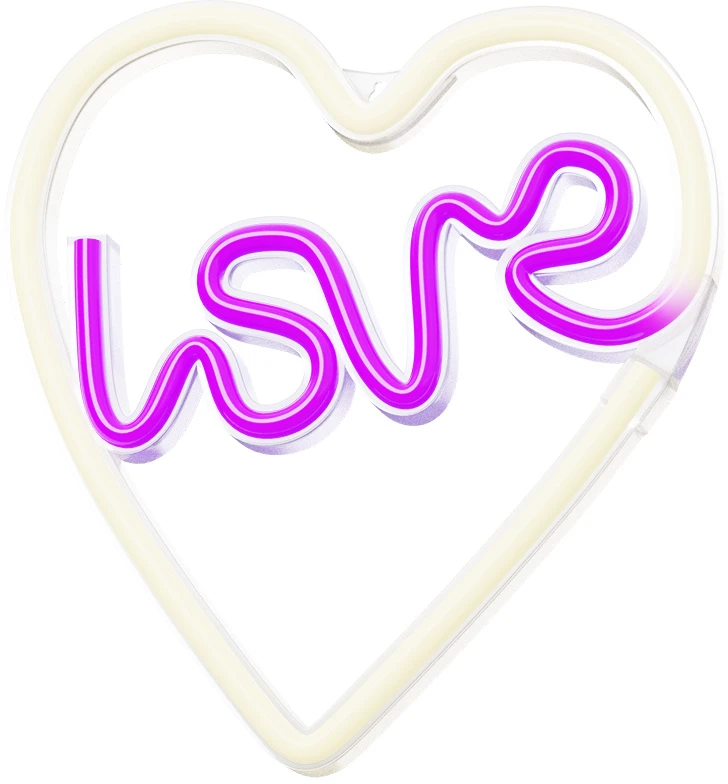 Neoninis LED šviestuvas LOVE HEART violetinis baltas NNE02 Neolia