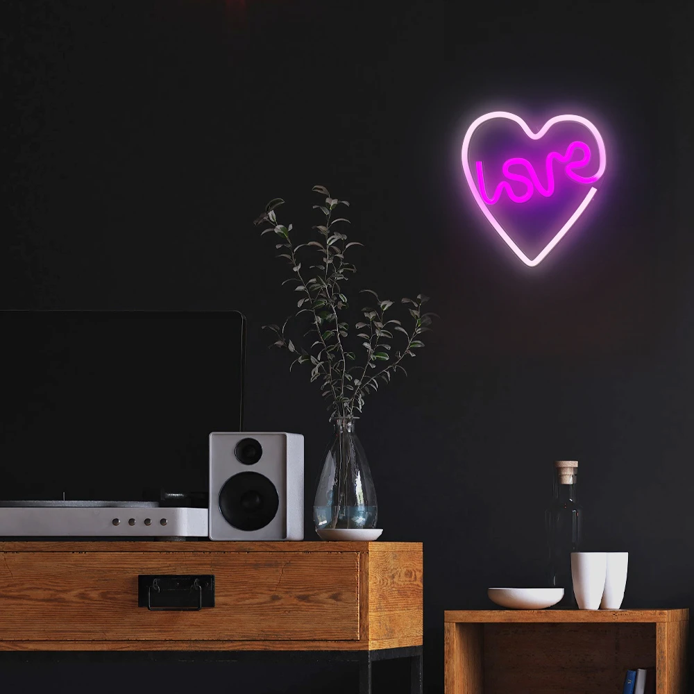 Neoninis LED šviestuvas LOVE HEART violetinis baltas NNE02 Neolia