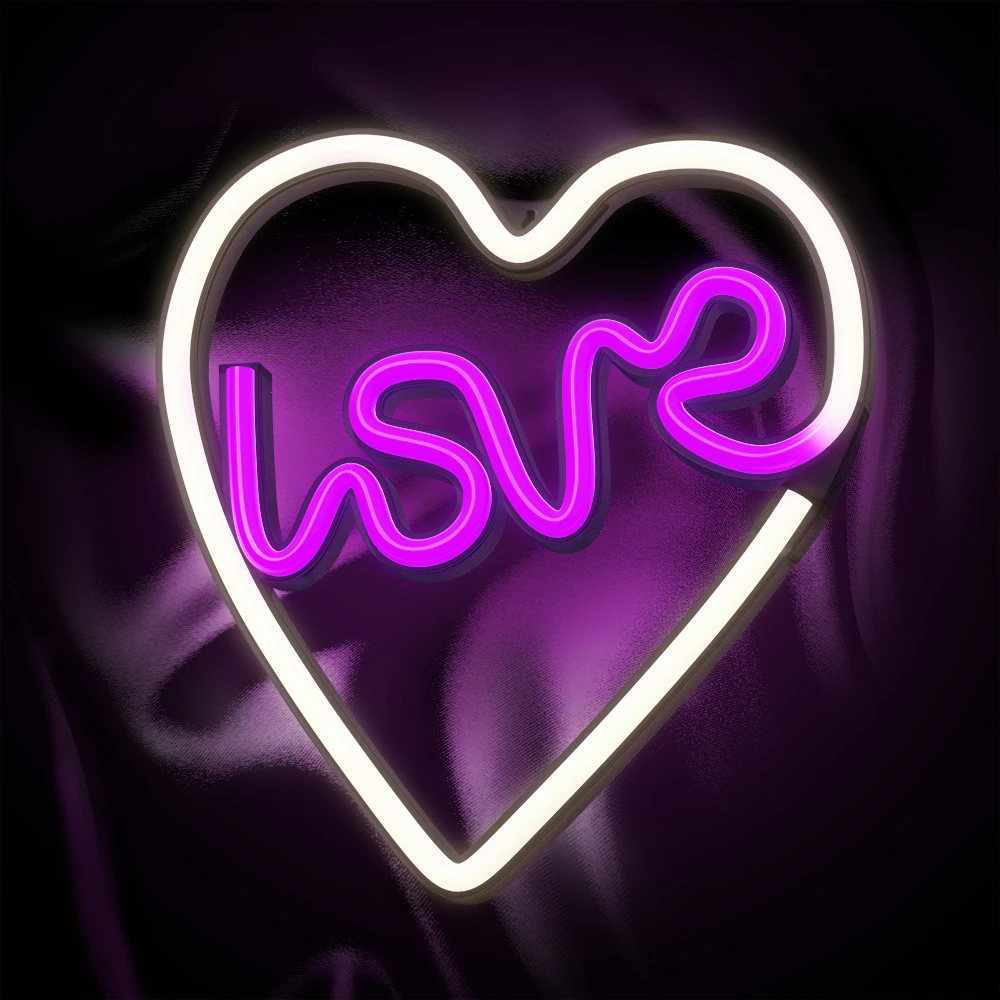 Neoninis LED šviestuvas LOVE HEART violetinis baltas NNE02 Neolia