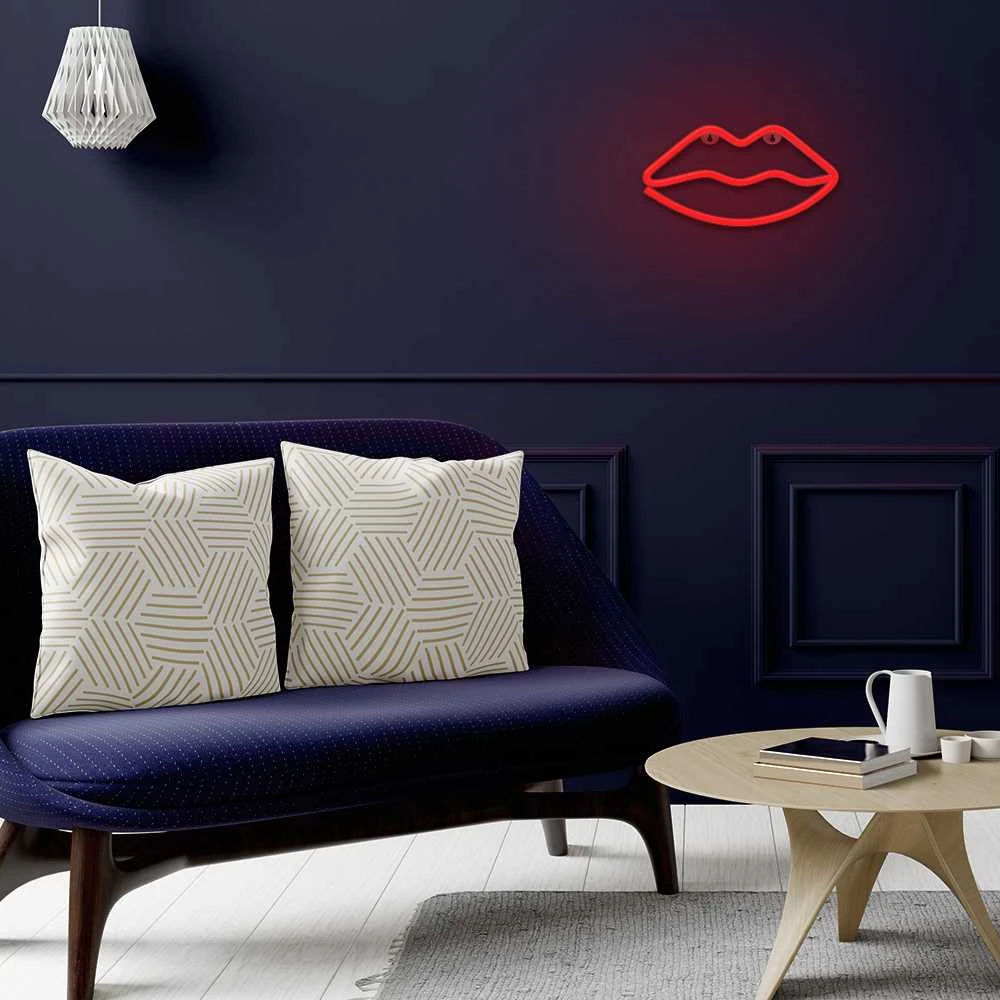 Neoninis LED šviestuvas Lūpos raudona Bat + USB FLNE08 Forever Light