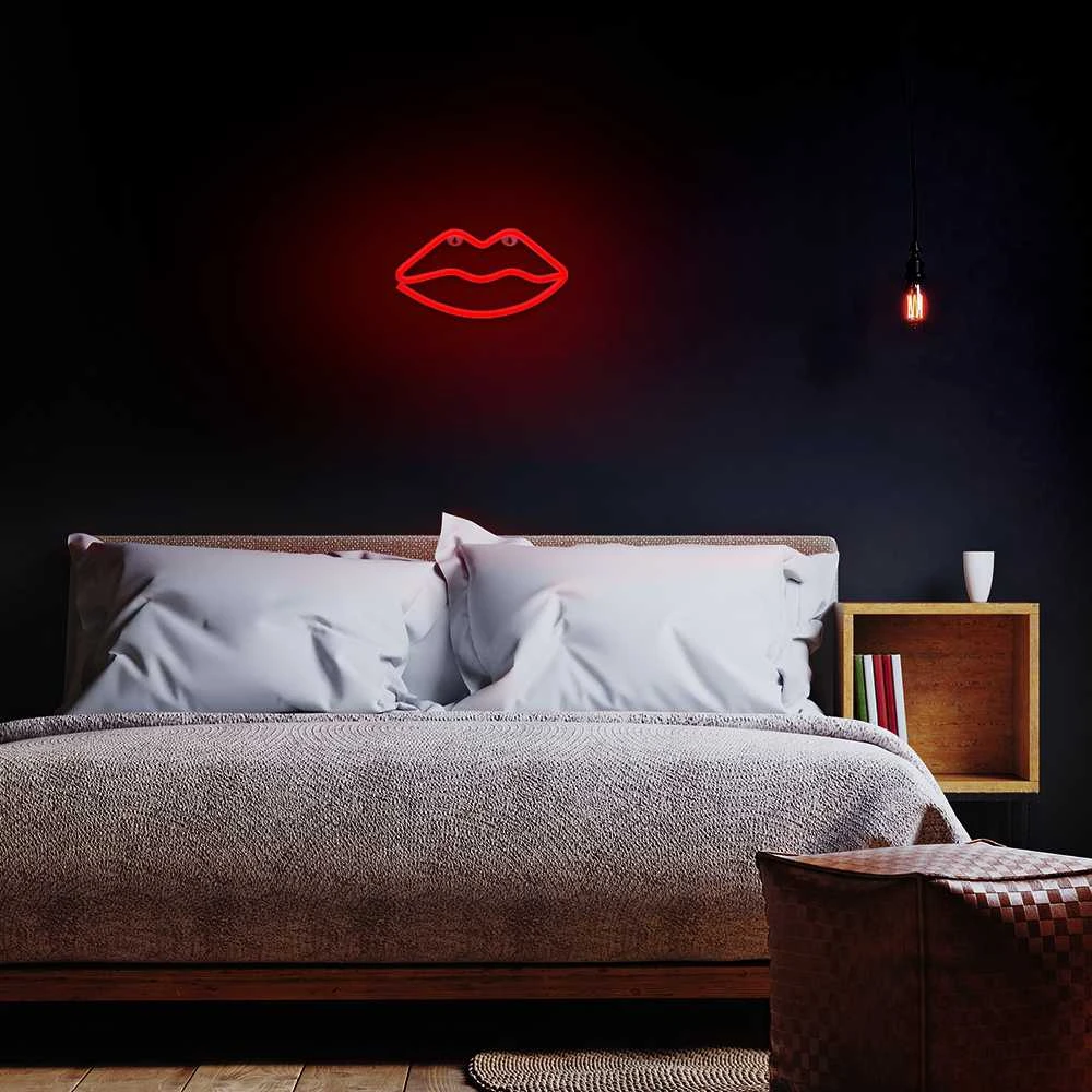 Neoninis LED šviestuvas Lūpos raudona Bat + USB FLNE08 Forever Light