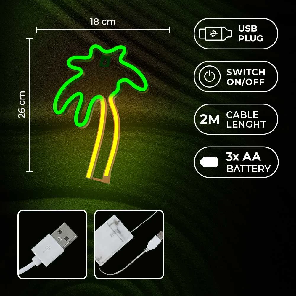 Neoninis LED šviestuvas PALM žalias oranžinis NNE04 Neolia