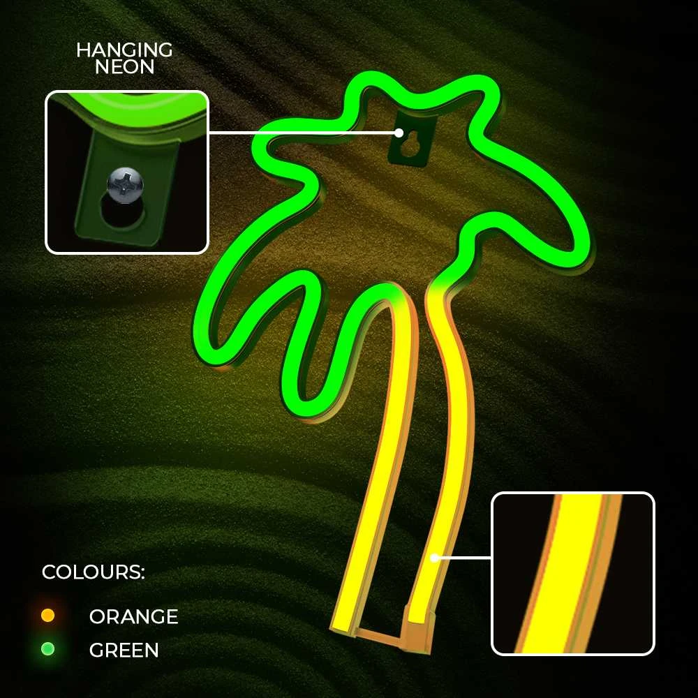 Neoninis LED šviestuvas PALM žalias oranžinis NNE04 Neolia