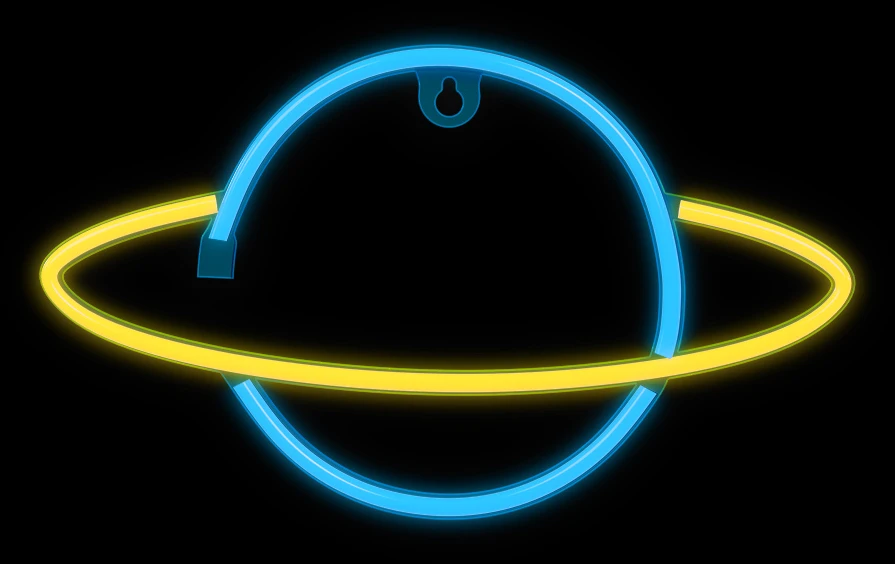 Neoninė LED lemputė SATURN geltona mėlyna Šikšnosparnis + USB FLNE11 Forever Light