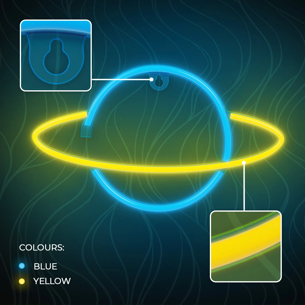 Neoninė LED lemputė SATURN geltona mėlyna Šikšnosparnis + USB FLNE11 Forever Light