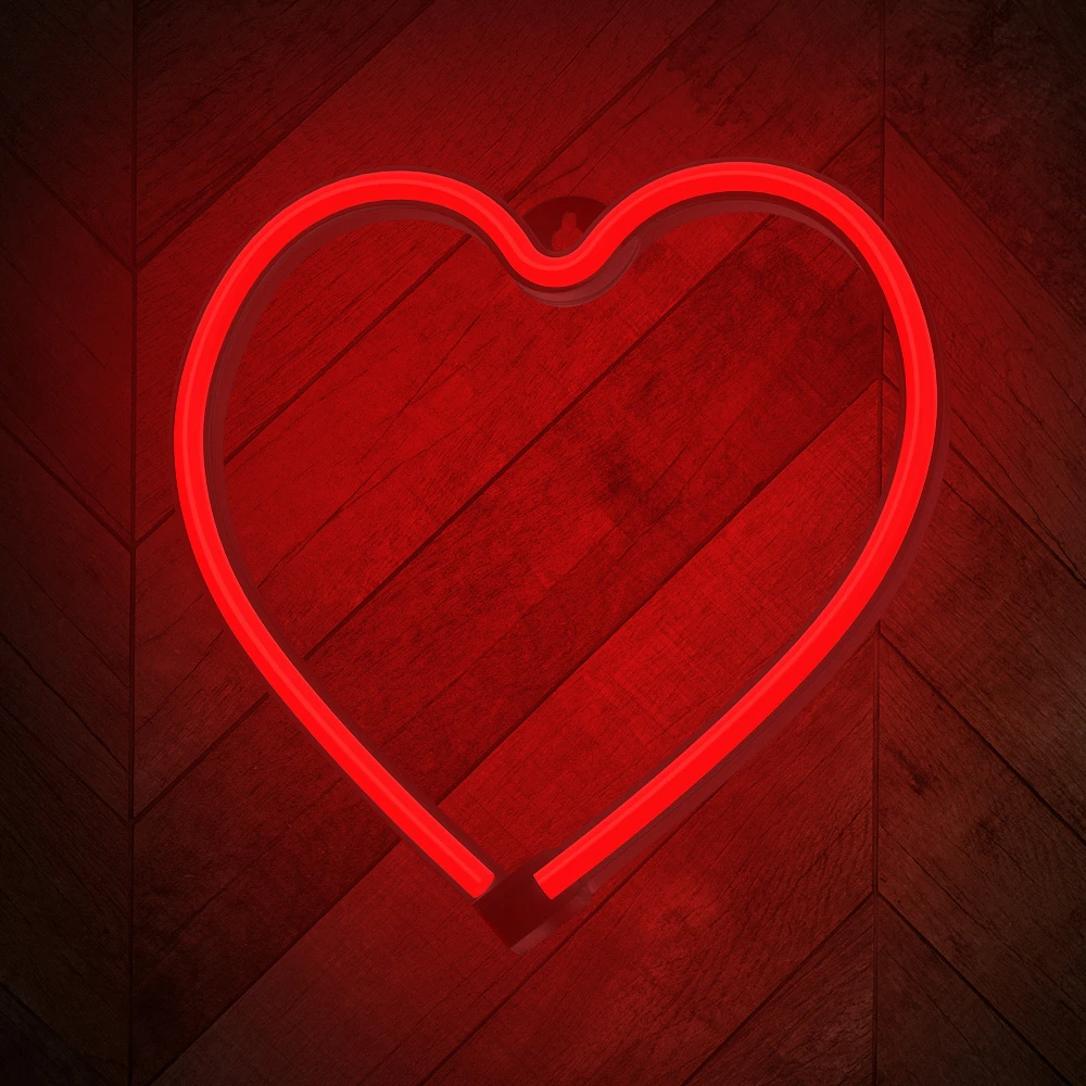 Neoninė LED šviesa HEART raudona šikšnosparnis + USB FLNE07 Forever Light