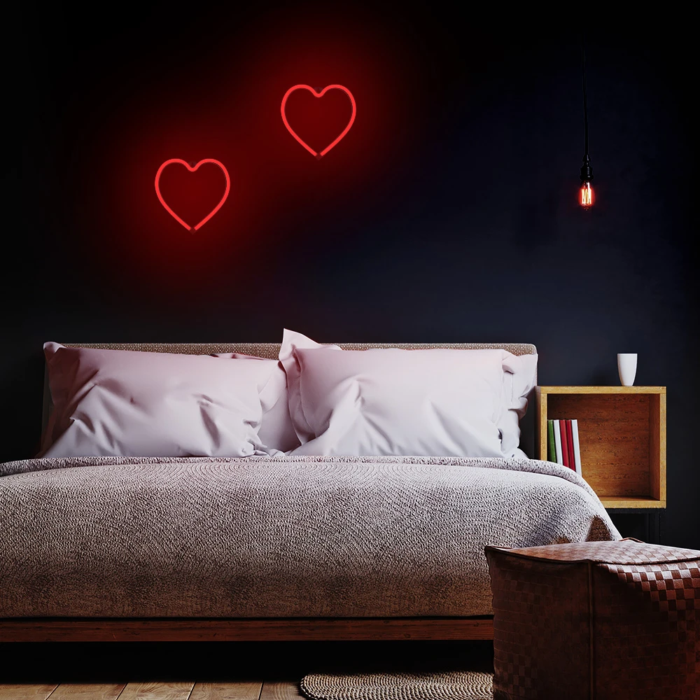 Neoninė LED šviesa HEART raudona šikšnosparnis + USB FLNE07 Forever Light