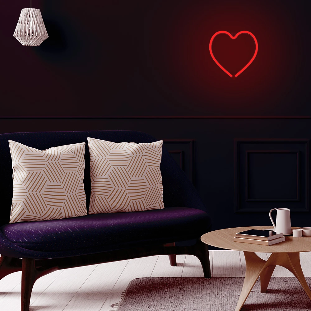 Neoninė LED šviesa HEART raudona šikšnosparnis + USB FLNE07 Forever Light
