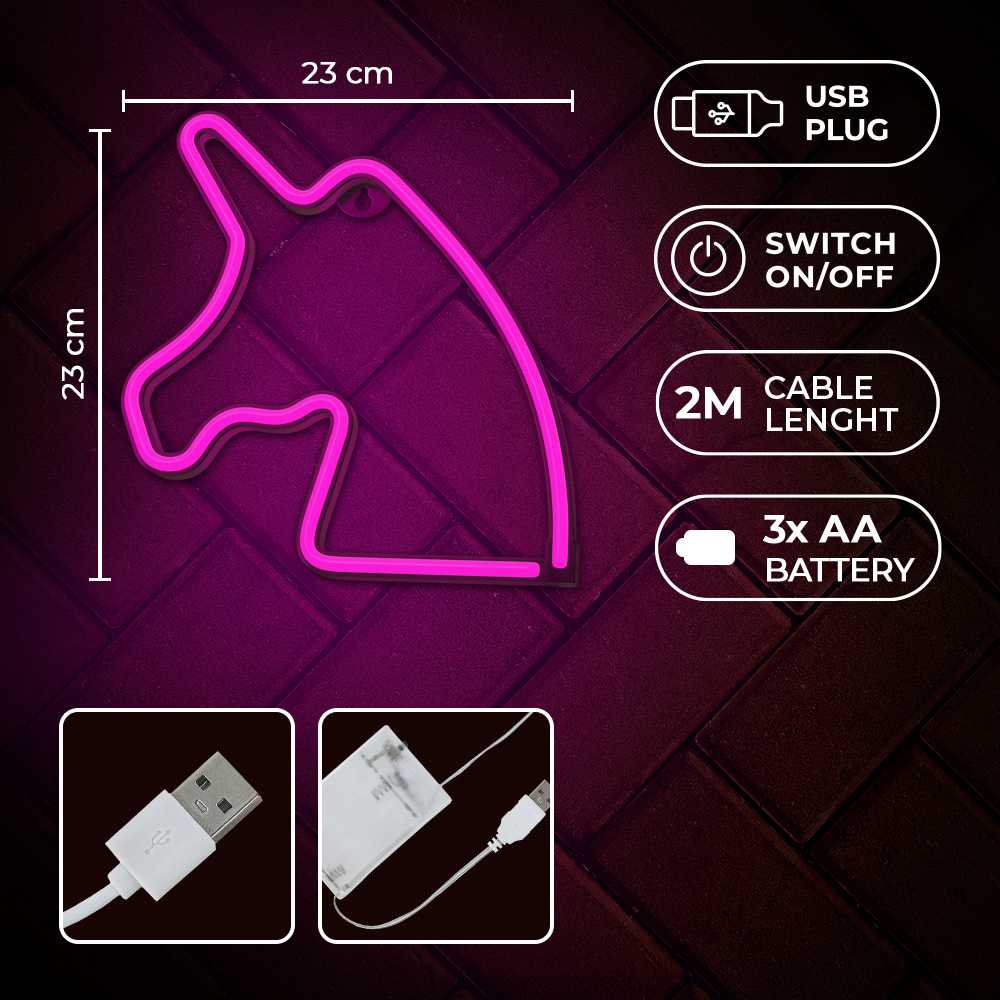 Plastrol Neon LED Light Vienaragis rožinė Bat + USB FLNE01 Forever Light