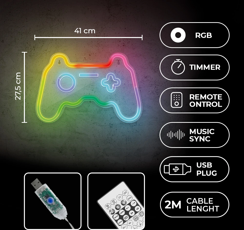 Neoninis LED RGB ŽAIDIMŲ PULTAS FLRNE04 + RC Forever Light