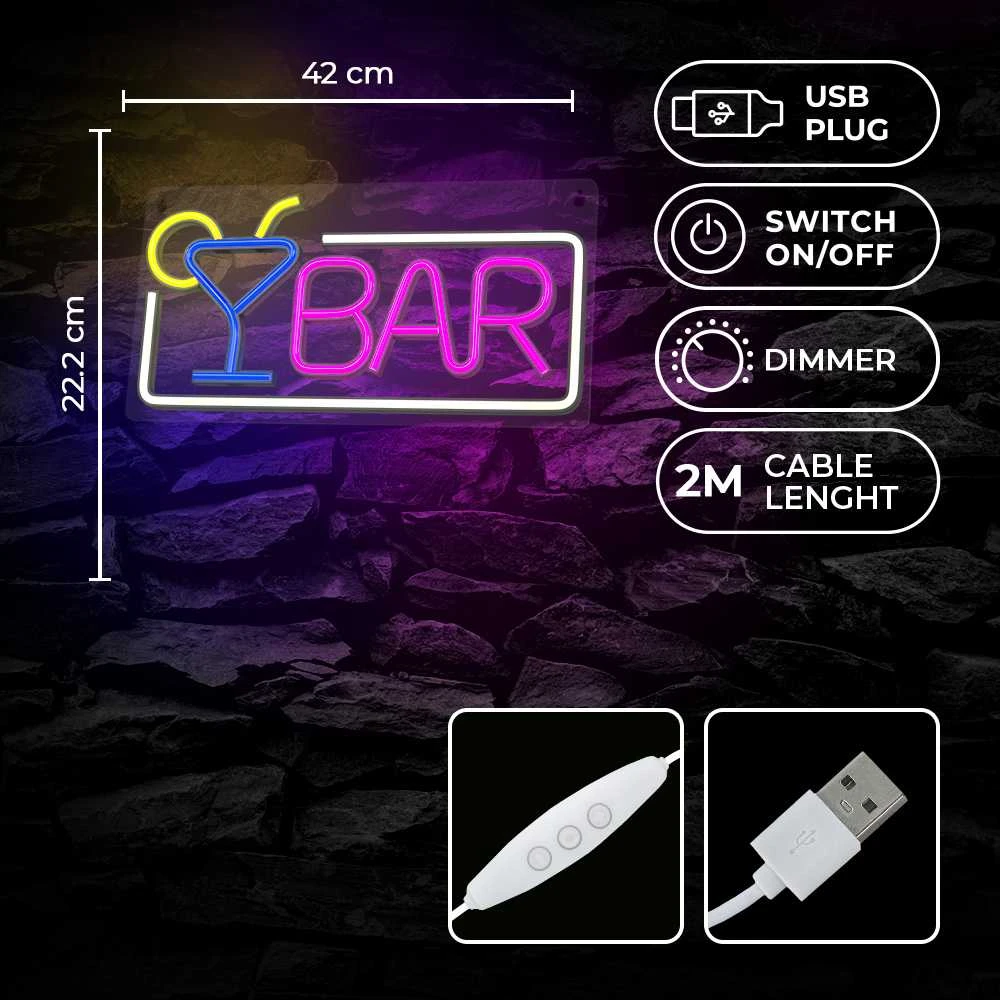 TelForceone Neoninė PLEXI LED BAR daugiaspalvė FPNE01X"Forever" šviesiai