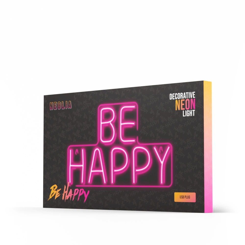 TelForceone Neoninis PLEXI LED šviestuvas BE HAPPY rožinis NNE10 Neolia