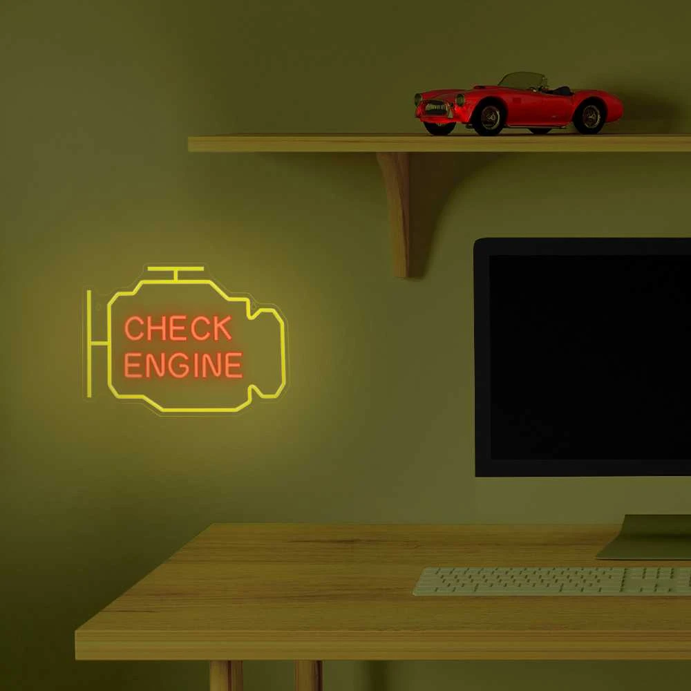 Neoninis PLEXI LED CHECK ENGINE geltonas raudonas NNE21 Neolia