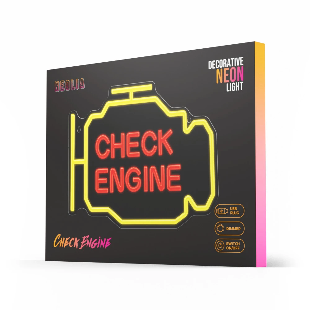 Neoninis PLEXI LED CHECK ENGINE geltonas raudonas NNE21 Neolia